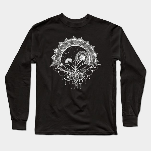 Karma, Yin Yang, Moondala, Mandala, ornaments Long Sleeve T-Shirt by Lenny241